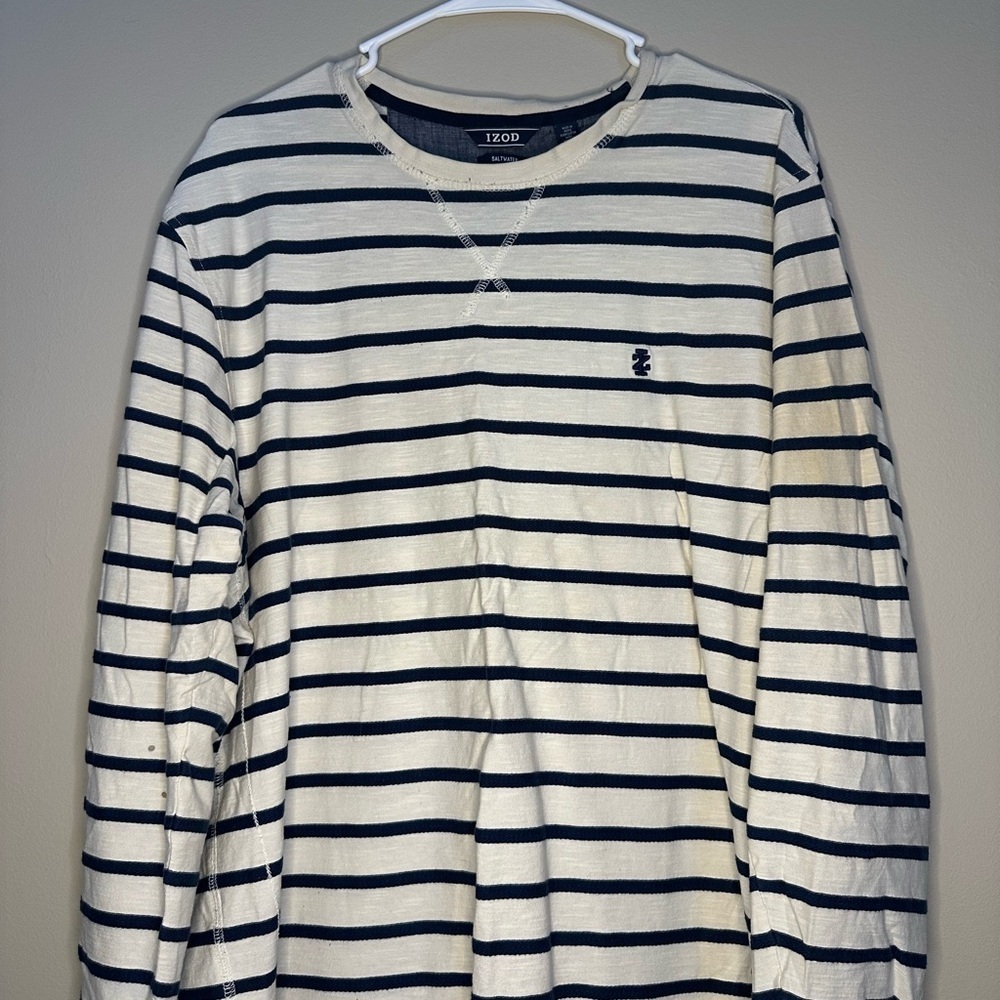 IZOD Men's Black and White Striped Shirt